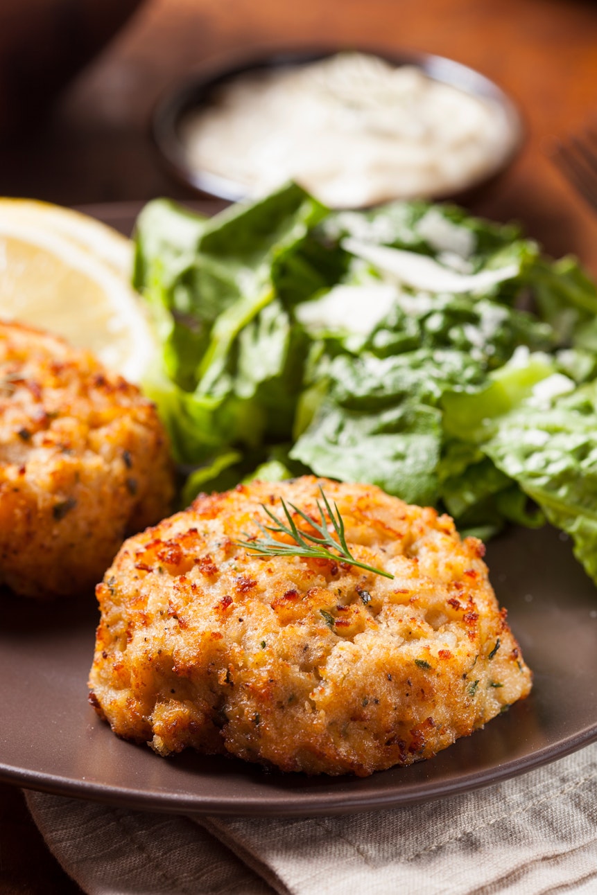 Summer seasonal foods in the UK  - crab cakes