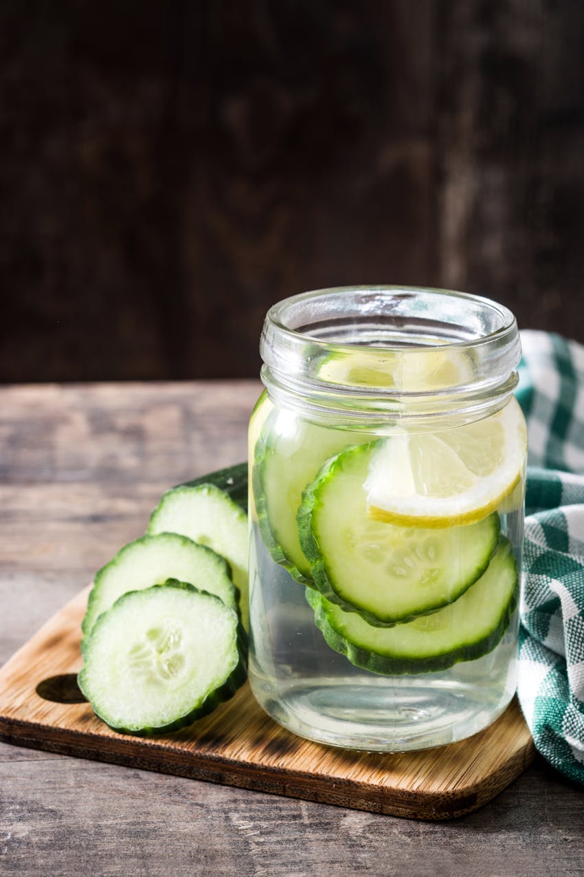 Summer seasonal foods in the UK  - cucumber water