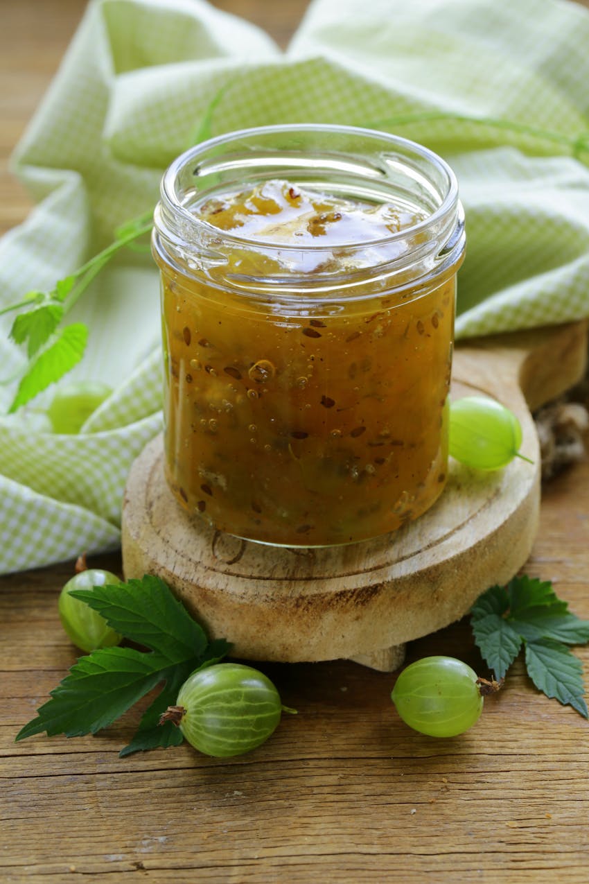 Summer seasonal foods in the UK  - gooseberry jam
