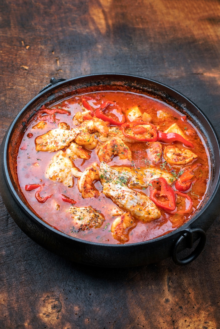 Summer seasonal foods in the UK  - wild sea trout stew