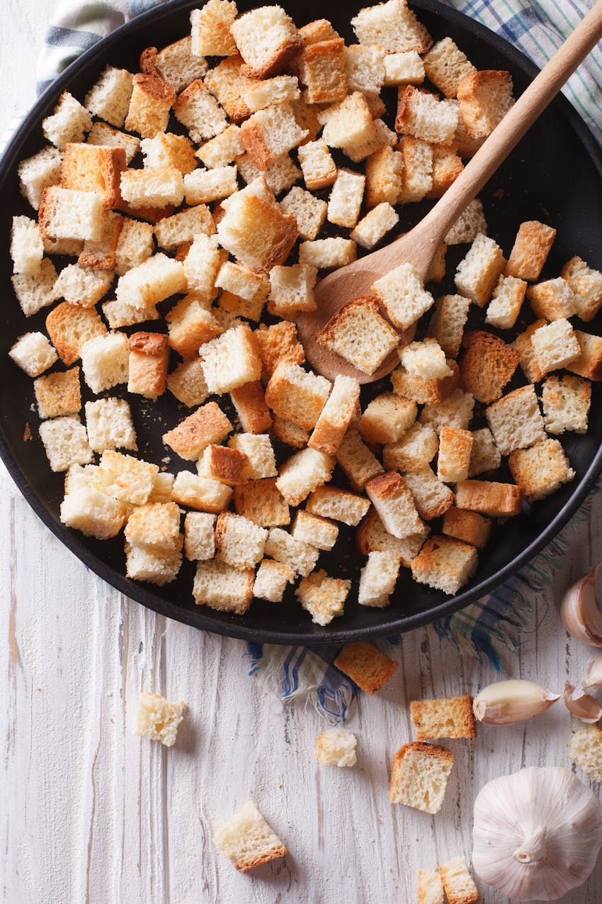 What does a real Caesar salad contain?  Croutons