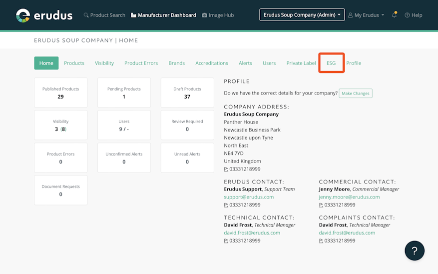 Where to find the  Erudus ESG survey for Manufacturers