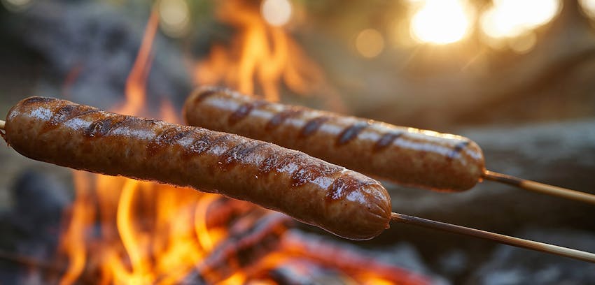Easy things to cook over a fire - sausages