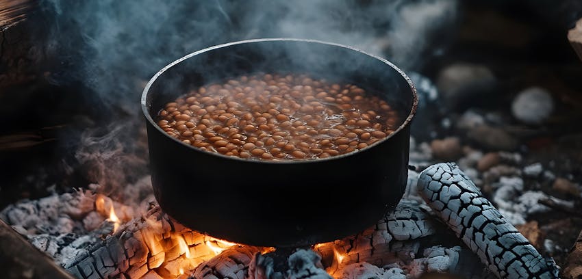 Easy things to cook over a fire - spicy campfire beans