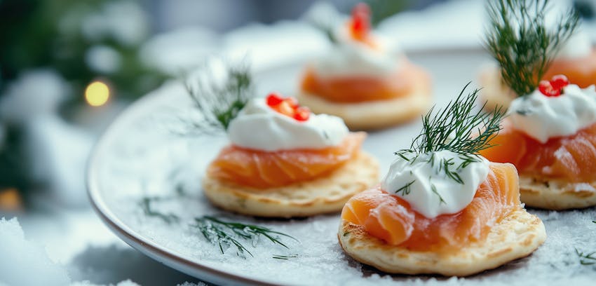 Title: Best Christmas dinner starters - smoked salmon and cream cheese blinis