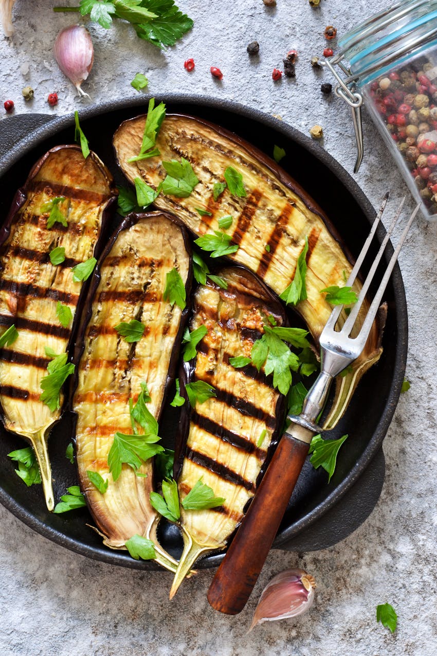 What are different kinds of dips? Roasted aubergine