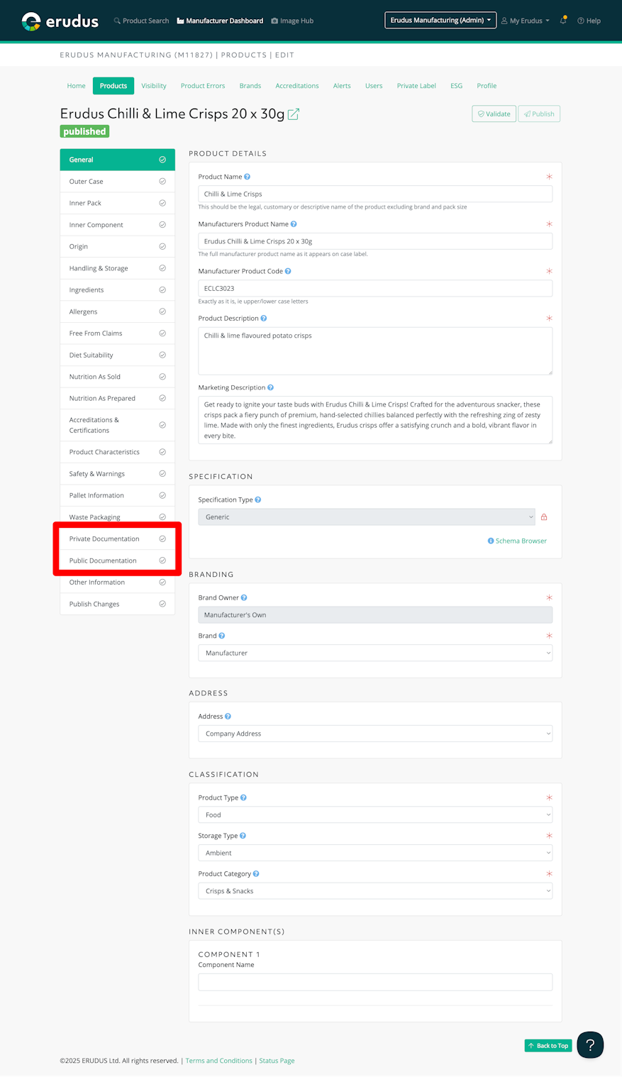 New Enhancement: Uploading technical documentation against specifications in Erudus  - Annotated screen to show where the options are in the editor