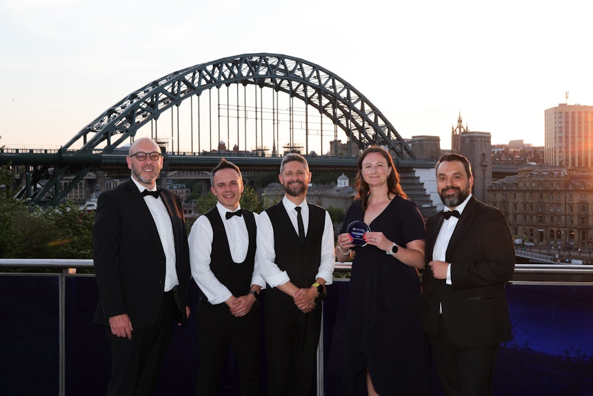Erudus Out and About: Summer 2025 - Chamber Awards ceremony, Jon with Small Business Award winners