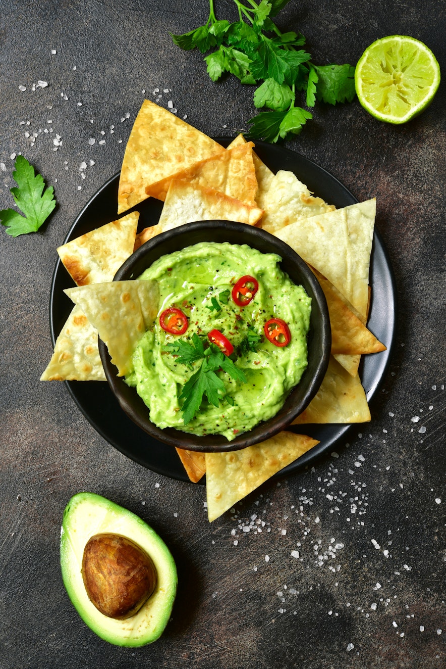 Guacamole ingredients - guacamole with chillis