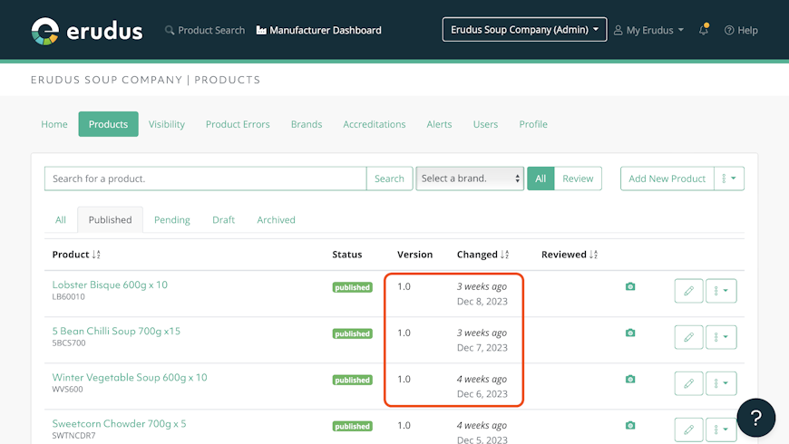 How to update a legacy specification in Erudus  - Step 2