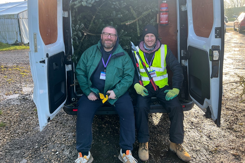 Erudus Out and About: Winter - St Cuthbert's Hospice Tree Collection, Erudus team members Patrick and Iain Erudus Out and About: Winter - St Cuthbert's Hospice Tree Collection, Erudus team members Patrick and Iain