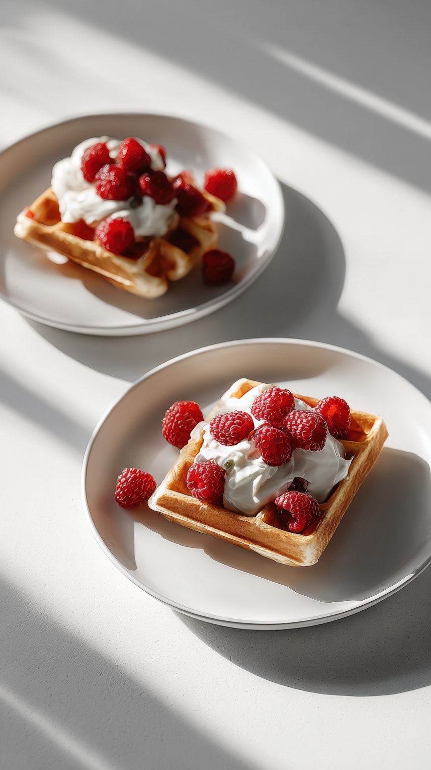 What can I put on my waffles? Strawberries and cream on waffles