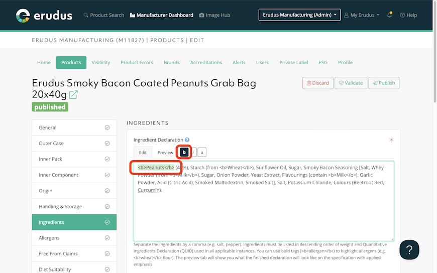 Understanding Allergen Emphasis in Erudus - Step 2