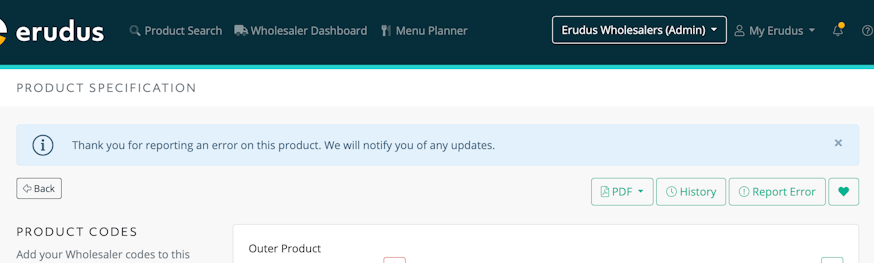 Confirmation of reporting a product error