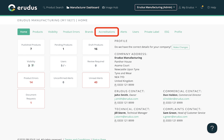How to add an accreditation in Erudus - Step 1