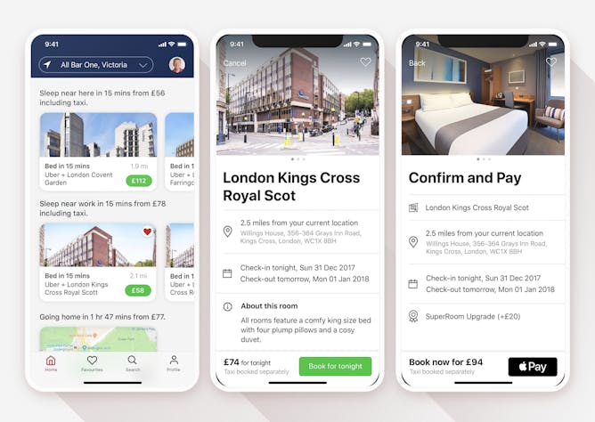 Travelodge mobile app screens