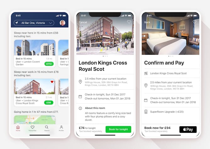 Travelodge mobile app screens