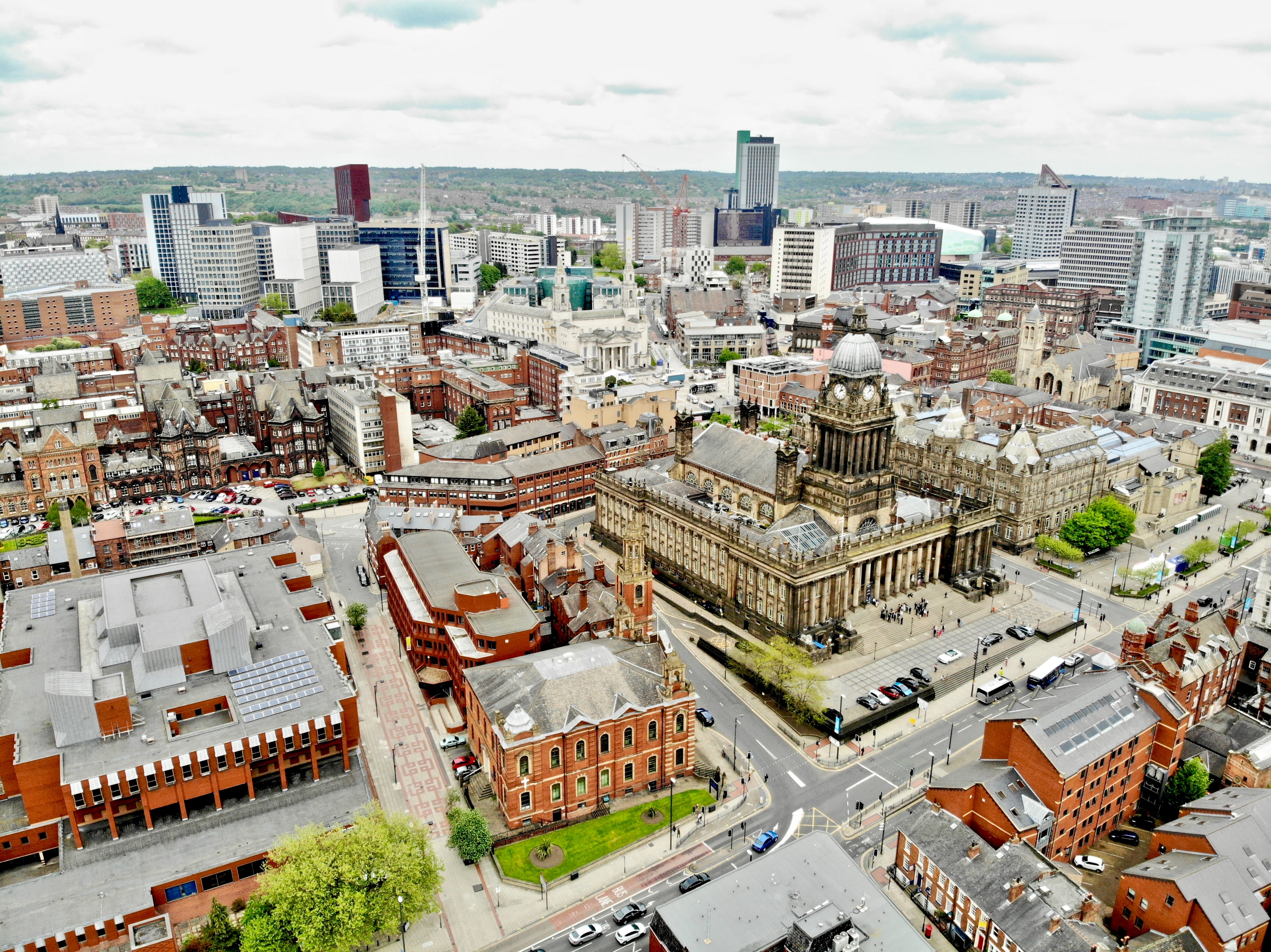 Ariel shot of Leeds city centre