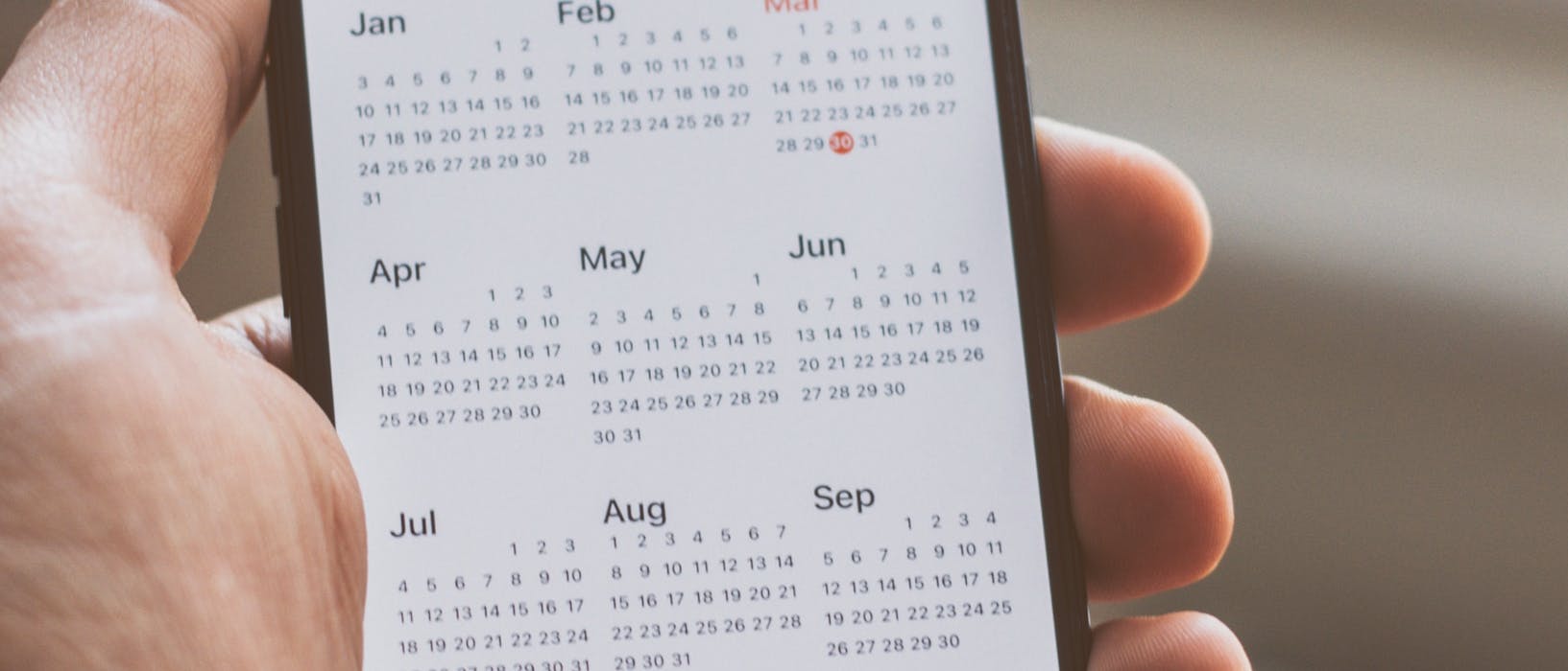 Screenshot of a calendar app on a phone