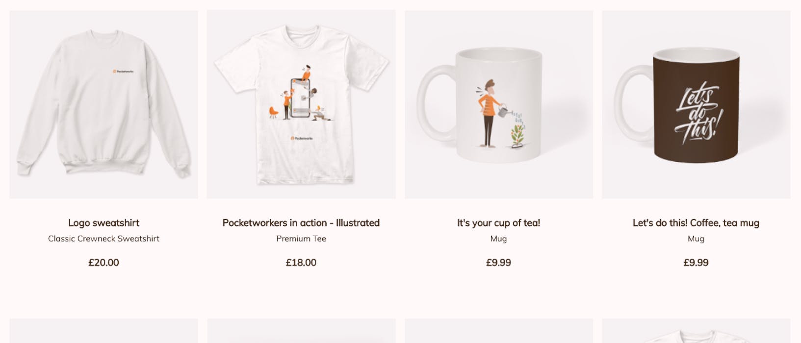 Merch from the Pocketworks shop