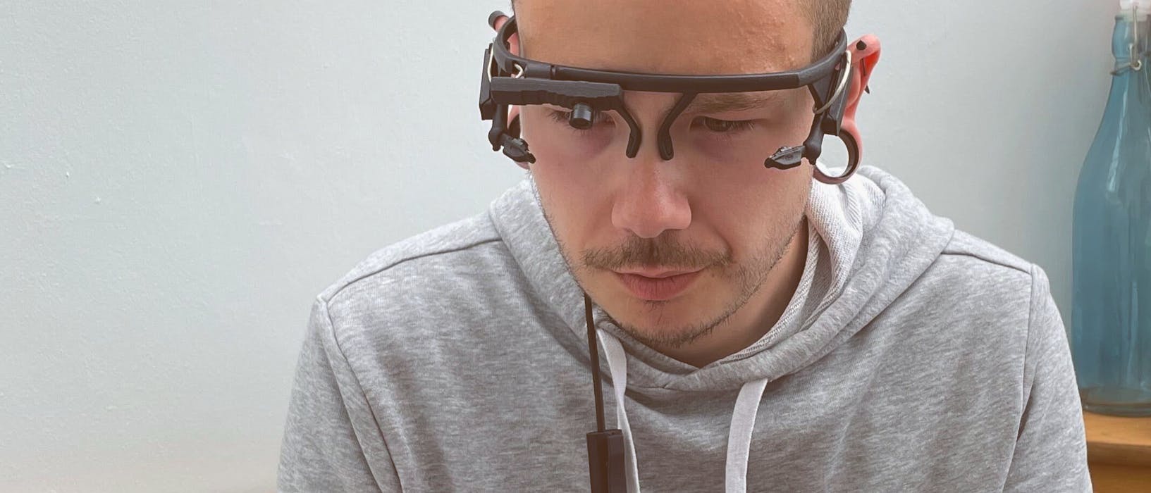 Adam demonstrating eye tracking software for user testing