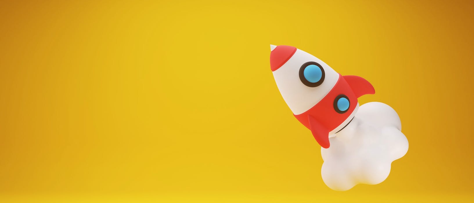 Rocket launching on a yellow background