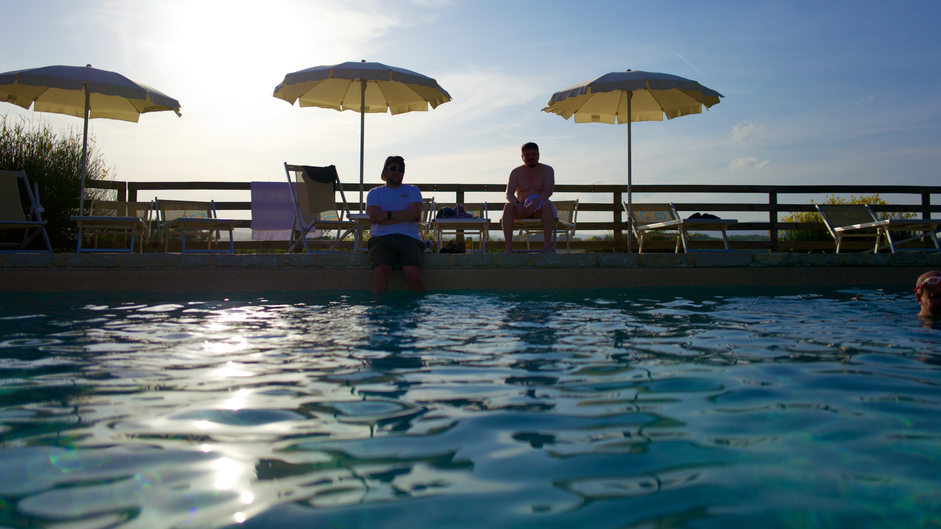 Poolside shot from the Pocketworks retreat in Tuscany