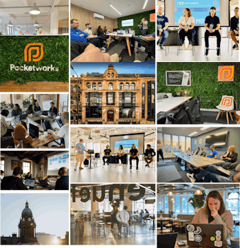 A collection of images showing the Pocketworks team