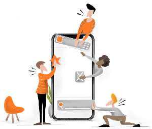 Illustration showing app UX design
