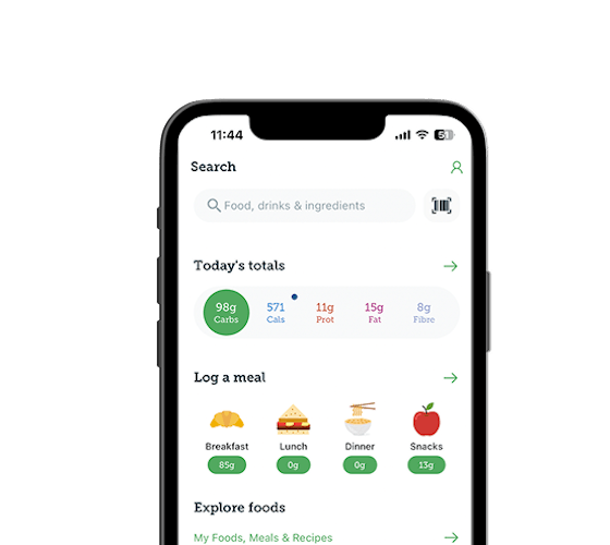 Carbs & Cals homescreen