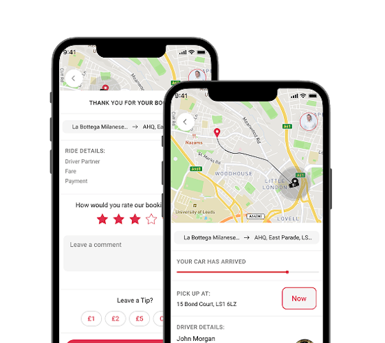 Veezu app booking screen