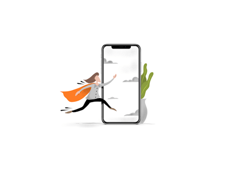 an illustration of a user entering a mobile app