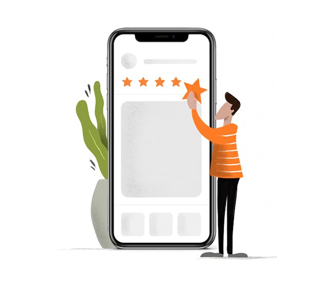 An illustration showing app reviews & ratings