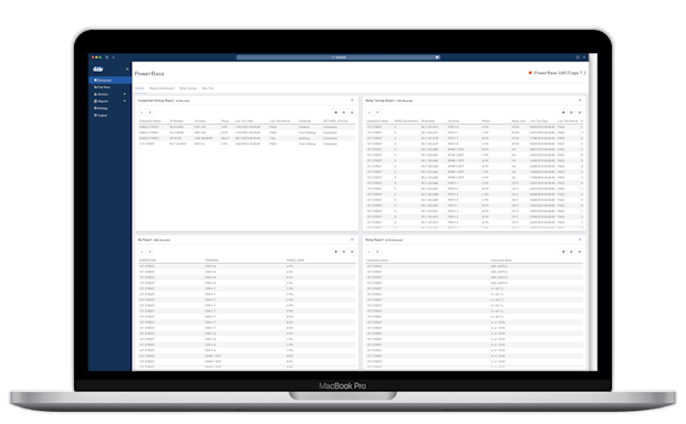 A screenshot of Doble PowerBase on a laptop