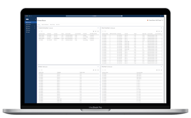 A screenshot of Doble PowerBase on a laptop