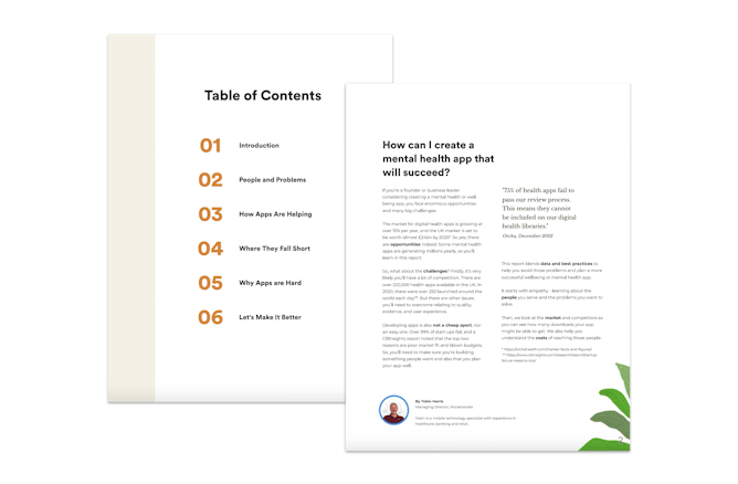 Wellbeing Report table of Contents