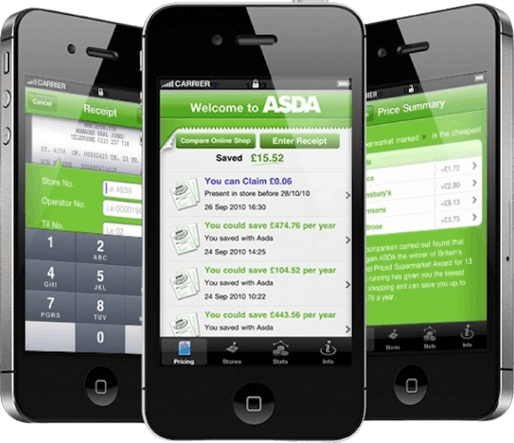 Asda Loyalty app screens