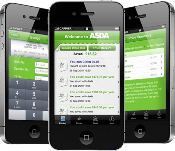 Asda Loyalty app screens