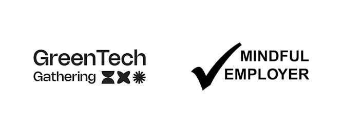 A logo wall showing GreenTech Gathering and Mindful Employer logos