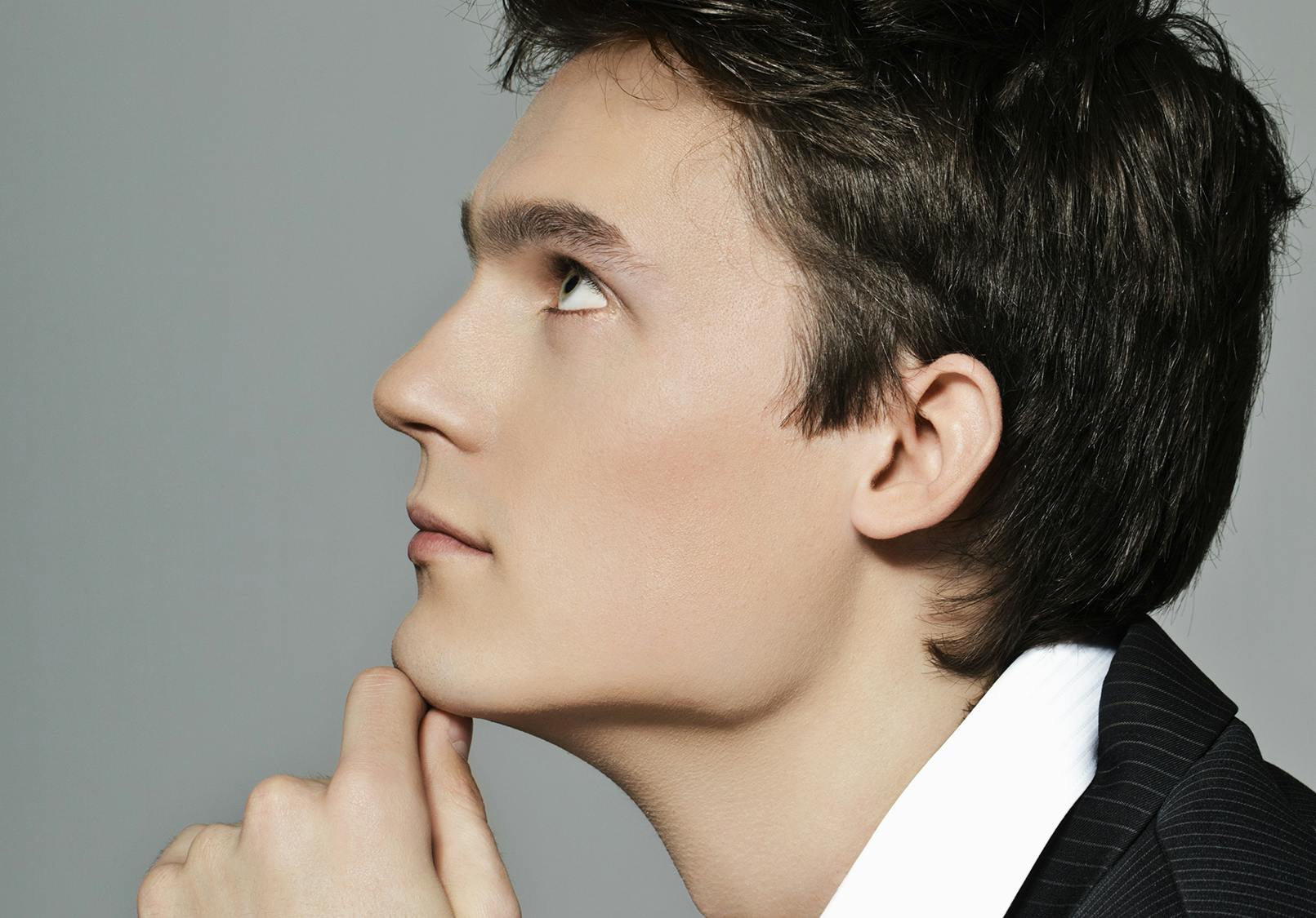 Profile of man with chiseled chin.