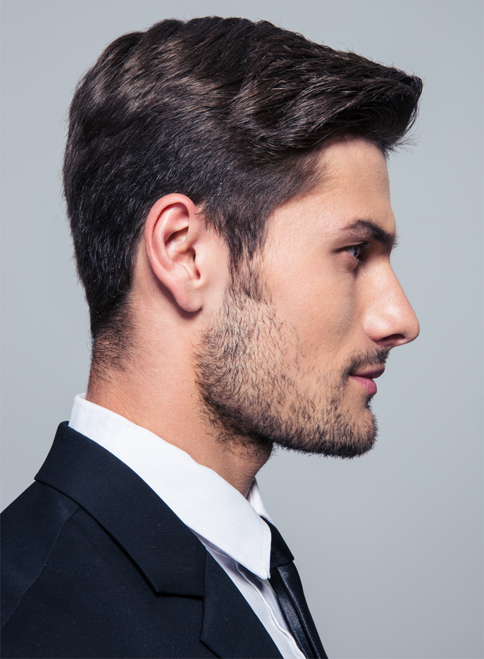 Profiles with a Man in a Suit and Beard Stubble