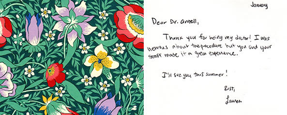 Thank you note from patient - Lauren