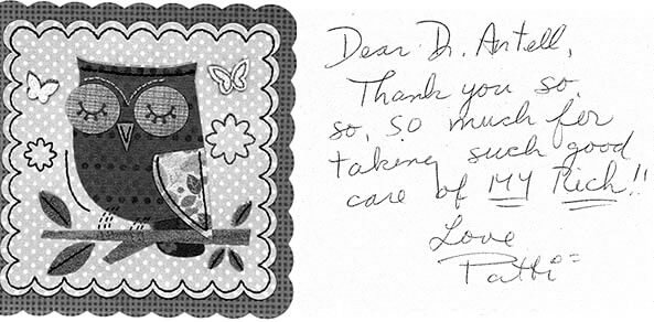 Thank you note from patient - Patti