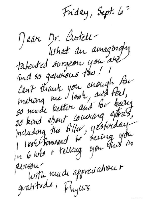 Thank you note from patient - Phylis