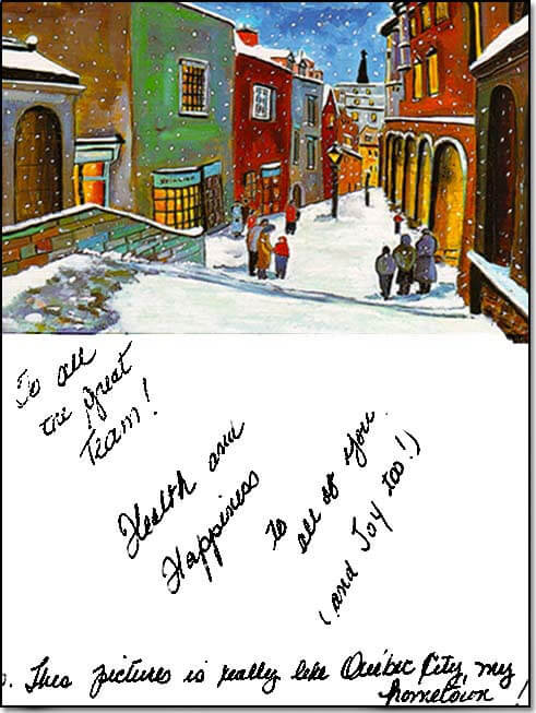 Holiday card from patient.