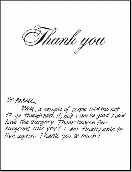 Thank you note from patient.