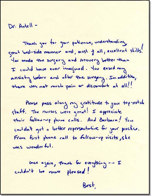 Thank you note from patient.