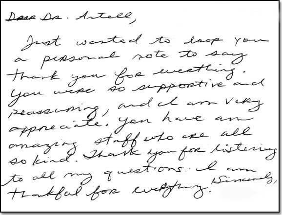 Thank you note from patient.