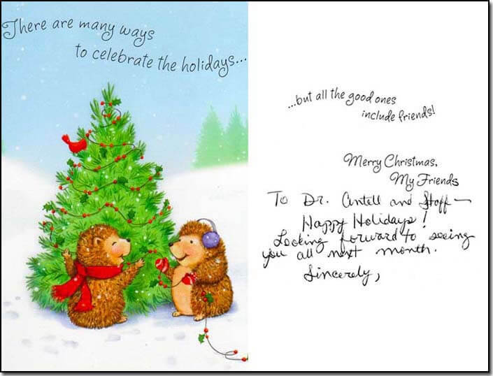 Holiday card from patient.