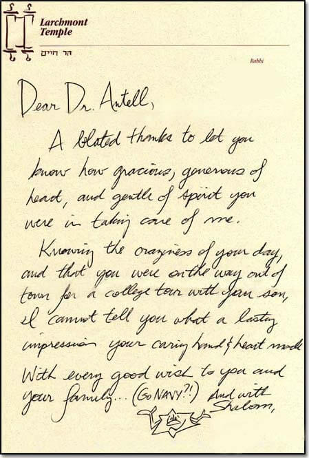 Thank you note from patient.